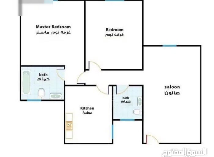 60 m2 2 Bedrooms Apartments for Rent in Hawally Salmiya